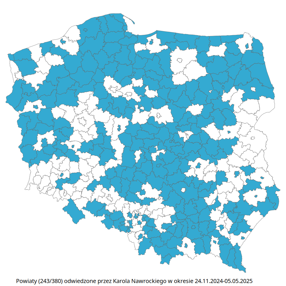 Karol Nawrocki - mapa podróży w kampanii 2025